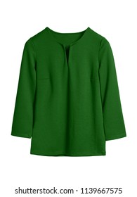 Dark Green Classy Elegant Woman Office Blouse Isolated White