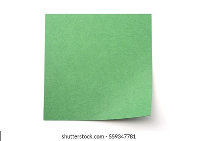 Dark Green Paper Stick Note On A White Background