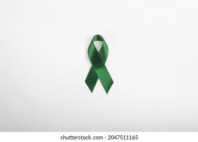 Dark Green Ribbon Center, White Background