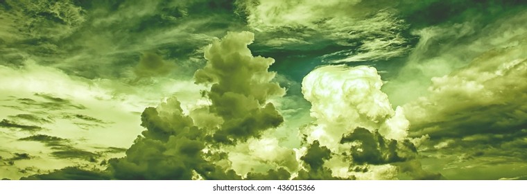 Dark Green Sky And Clouds