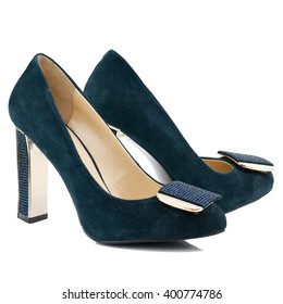 dark green suede court shoes