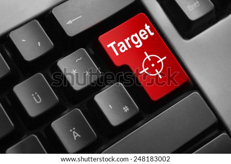 dark grey keyboard red enter button target crosshair