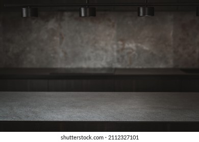 Dark Grey Kitchen Design - Detail Of Interior.