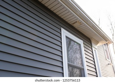 Dark Grey Vinyl Siding On New Home