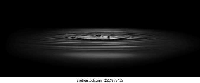 Dark Grey water ripple, Abstract black circle water drop ripple - Powered by Shutterstock