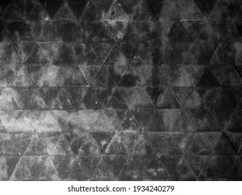 Dark Grunge Geometric Wall Background. Black Triangle Abstract Surface Background. Polygon Pattern Texture, Photography.