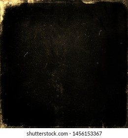 Dark Grunge Scratched Movie Background With Frame, Old Film Effect, Dusty Distressed Texture