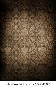 Dark, Grungy Wall With Victorian Wallpaper