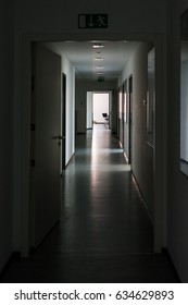 Dark Hallway Light At End Highlight Silence Mysterious Office Daytime Lights Off