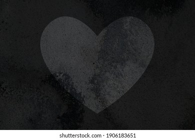 Dark Heart Isolated On Grunge Texture Background.