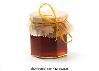 Dark Honey Jar Isolated On White Background