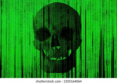 Dark Human Skull On Background Matrix Stock Photo 2105164064 | Shutterstock