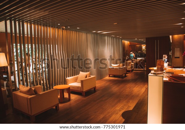 Dark Luxury Hotel Interior Design Classic Stock Photo Edit