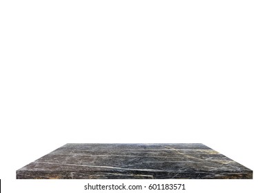 Dark Marble Table Top On Isolate White Background