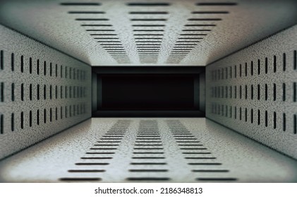 A dark metal hallway (photomanipulation)