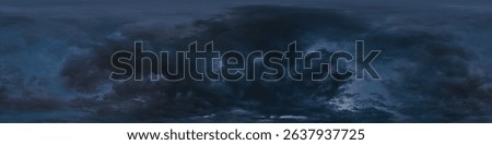 Dark moody rain clouds in dramatic overcast sky. Seamless 360 HDR spherical panorama. Full zenith or sky dome in 3D environment, sky replacement for aerial drone panoramas. Climate and weather change.
