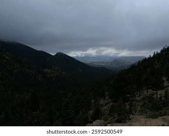 Dark Mountain View with Trees