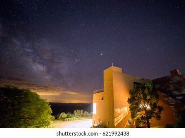 Dark Night Sky Stars Over Mesa Verde National Park Lodge.