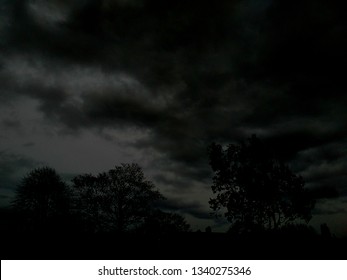 dark night with trees and clouds