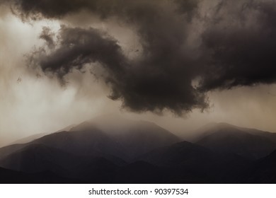 Dark ominous clouds. Dramatic sky.