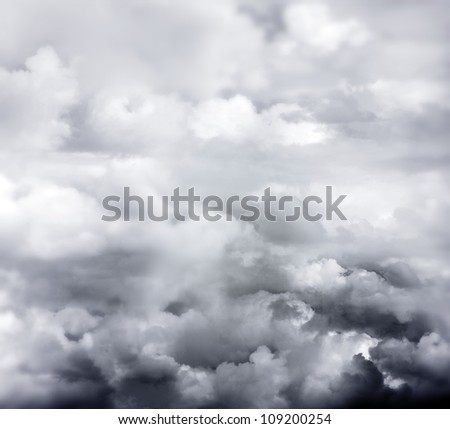 Dark ominous clouds. Dramatic sky background