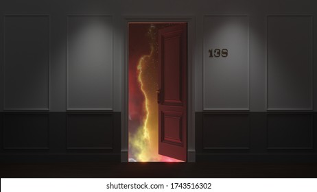 Dark Opened Hotel Room Door Space Stock Photo 1743516302 | Shutterstock