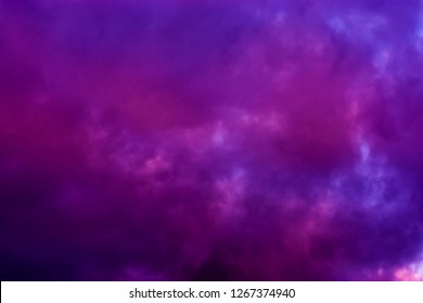 Dark Pink And Purple Clouds In The Sky, Polar Stratospheric Clouds