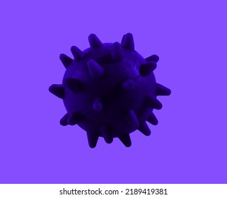 A Dark Purple Old Dirty Dog Toy That Looks Like A Coronavirus.