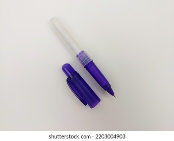 Dark Purple Pen Isolated On White Background