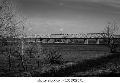 Dark railway bridge in Kiev