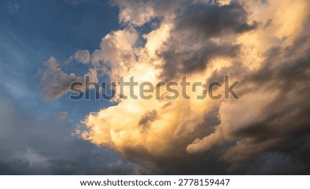 Dark rain cloud dramatic sky summer tropical thunder storm sky and fluffy black darkness cloud nearly raining cloudscape. Dark gray sky cloudy environment. Nimbus raincloud skyline climate background