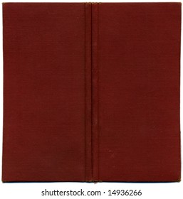 Dark Red Leather Hardback Book Cover With Spine Blank For Text, Cut Out On White Background