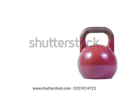 Dark red single heavy kettlebell weight isolated on the white background, sport concept