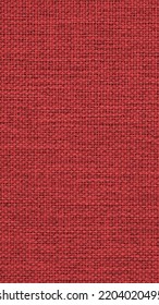 Dark Red Woven Surface Closeup. Textile Texture Similar To Linen Fabric. Sewing Vertical Background. Textured Mobile Phone Wallpaper. Macro