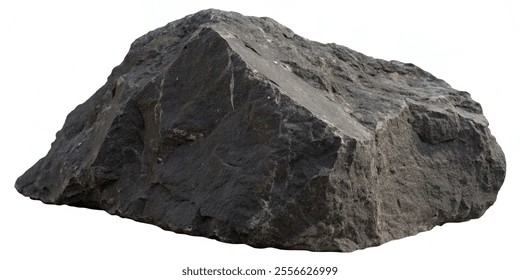 Dark rock with sharp, angular edges and rough surface.