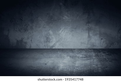 Dark Room In Beam Of Light With Concrete Wall And Floor. Texture Background Image