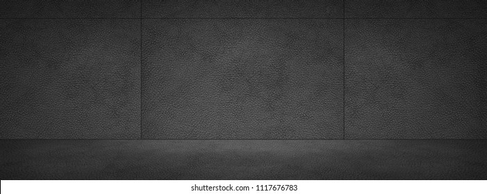 Dark Room with Black Leather Textured Wall and Floor