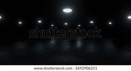 Dark room with circular ceiling lights 360 vr panorama