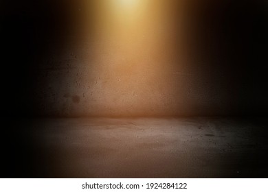 dark room with light background. Empty street scene background with abstract spotlights light. Black, dark and gray abstract cement wall and studio room , interior texture for display products