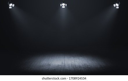 Dark Room With Spotlight Background.