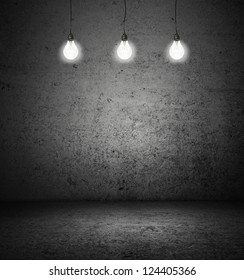 Dark Room With Three Light Bulbs