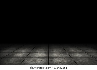 Dark Room With Tile Floor Background