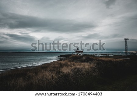 Dark skies and high wind at Fort Worden State Park Stockfoto © 