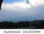 Dark sky and black clouds before storm. Transcarpathian region.
