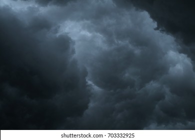 Dark sky during thunderstorm or dark clouds background