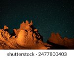 Dark sky photo of sandstone formation at Goblin Valley State Park in Utah