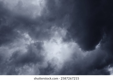 dark sky with rain clouds, dark dramatic clouds in the sky, dark storm clouds with a black sky background, AI