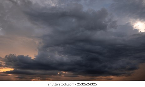 Dark sky with stormy clouds. Dramatic sky rain,Dark clouds before a thunder-storm.