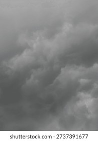 Dark Storm Clouds Background, Dramatic Overcast Sky Texture, Moody Weather Atmosphere Before Rain, Abstract Gray Cloudscape
