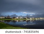 Dark storm clouds during summer season in Riverview, Florida. 